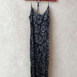 Floral Maxi Dress in Navy and Light Blue/Gray